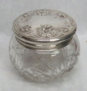 Art Nouveau Era American Sterling Silver Crystal Power Jar