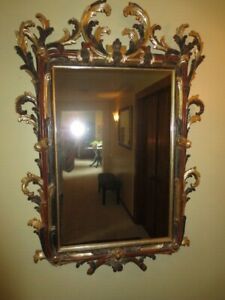 Vintage Italian Carved Mirror Rococo Style Giltwood Beautiful 