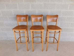 Mid Century Stools Bentwood Attributed To Thonet Set Of 3