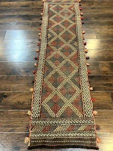 Tribal Runner Rug 2x8 Pakistani Turkoman Runner Wool Handmade Vintage Rug