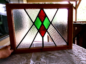 Old English Leaded Stained Glass Window Unique Colorful Design 13 5 T 18 W