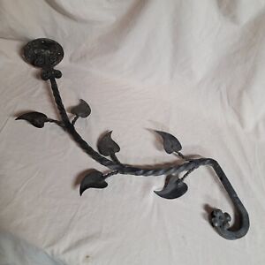 Vintage Large Wrought Iron Wall Sconces Candle Holder Black Aprox 23 Inch