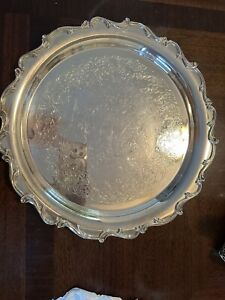 Wilcox International Silver Joanne Silverplate Footed Round Footed Platter 13 