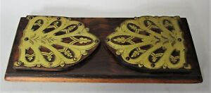 Fine Antique French Engraved Brass Rare Woods Adjustable Bookends C 1890
