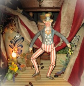 Primitive Patti S Ratties 12 Uncle Sam Folk Art Patriotic July Ornament Doll