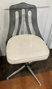 Smoked Lucite Kitchen Chair With Faux White Alligator Seat Mcm Chromcraft Vtg 