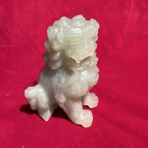 Chinese Export Carved Green Jadeite Jade Foo Lion Dragon Dog Figurine Statue T 