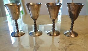 Vintage Epb Wine Goblets Twisted Stem Made In Spain Silver Plate 4 5 3 8 