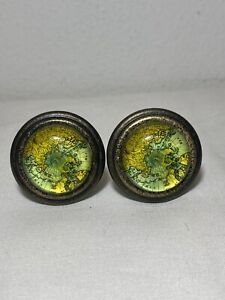 Brass Door Knobs With Glass Covered Map