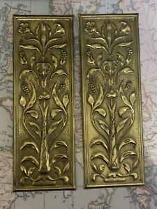 Reclaimed Solid Brass Door Finger Plates Antique Brass Re Finish Large Oblong