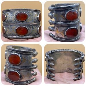 Beautiful Old Islamic Gold Silver And Carnelian Warriors Promise Bracelet Rare