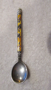 Hestenes Norway Enamel Sterling Silver Master Salt Demitasse Spoon