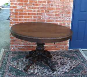 French Antique Oak Louis Xiii Renaissance Kitchen Oval Table Circa 1880