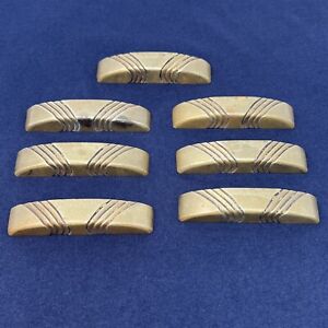 Antique Vintage Set 7 Brass Drawer Cup Pulls Art Deco Apothecary