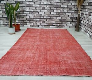 Boho Decor Rug Vintage Turkish Rug Red Area Rug Carpet 4 95x8 72 H 1467