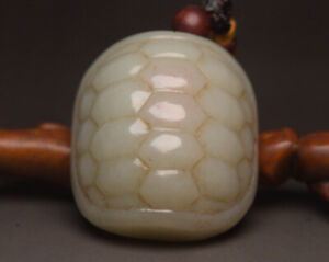 Certified Chinese Natural Hetian Jade Hand Carved Turtle Shell Pendant 12212