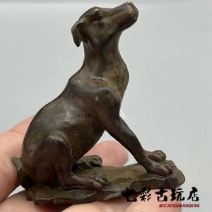Art Exquisite Collection Chinese Bronze Dog Statue Figure Fortune Gift