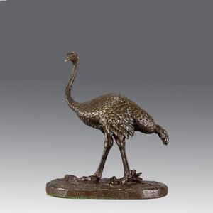 19th Century Animalier Bronze Entitled Standing Ostrich By Alfred Barye
