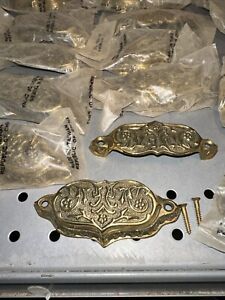 16 Apothecary Drawer Cup Bin Pull Handles 3 1 2 C Antique Vict Style Brass A1