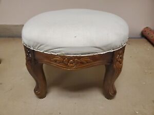 Antique Foot Stool Wood 12 5in Round X 9 1 2 In Tall