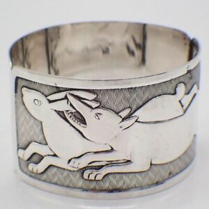 Napkin Ring Rabbit And Fox 830 Silver J Tostrup Norway Mono Ao