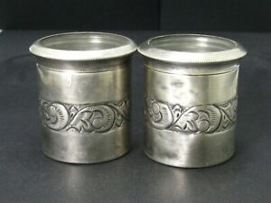 Antique Sterling Silver Glass Top Trinket Container Spice Jar 105g I15811