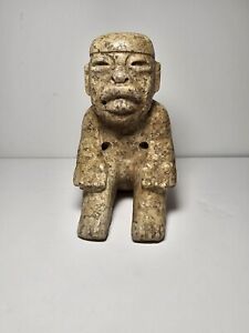 Precolumbian Stone Olmec Sitting Figure 1200bc 400ad