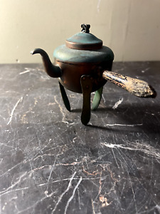Vintage Copper Brass Teapot Swedish Import Pre Electric 19th Century