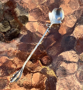 Antique Sterling Silver Gorham Aesthetic Leaf Acorn Salt Spoon 3 5 8 