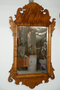 Tiger Maple Chippendale Miniature Mirror Reproduction