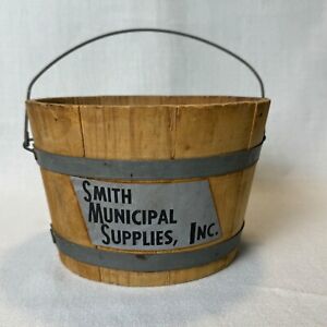 Vtg Spaulding Frost Wood Staved Pail Bucket Smith Municipal Supplies Inc 