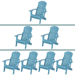 1 2 4pcs Folding Adirondack Chair For All Weather Patio Bbq Outdoor Garden Blue