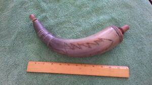 Primitive Beautifully Carved Powder Horn