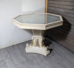 Vintage Hollywood Regency Italian Neoclassical Octagonal Pedestal Accent Table