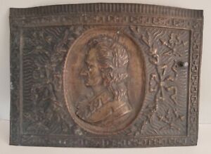 Antique Chased Copper Repousse Fireplace Furnace Stove Door Plate Cover Portrait