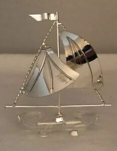 Miniature Sterling Glass Sailing Boat By Via Veneto