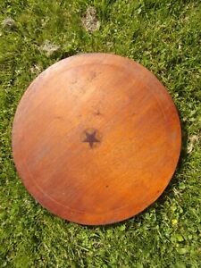Vintage Star Banded Inlaid Wood Tilt Top Table Top 17 Diameter Good Shape