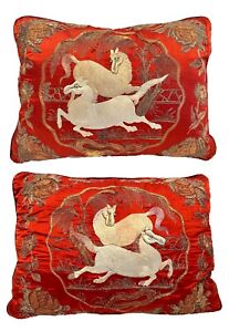 19th Century Chinese Silk Embroidery Pillow 2 Available 
