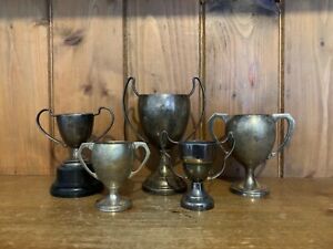 5 X Vintage Not Engraved Silver Plate Trophies Trophy Trophies Loving Cup
