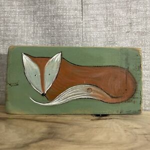 Fox Rustic Folk Art Reclaimed Barrel Stave Wood Ahfolkart