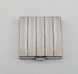 Georg Jensen Art Deco Powder Box In Sterling Silver With Interior Mirror 
