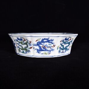8 China Exquisite Porcelain Ming Xuande Colorful Dragon Pattern Penwashing