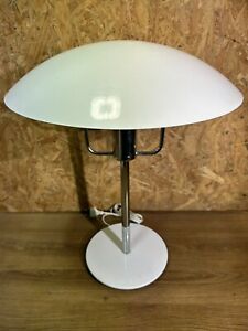 Large Lamp Vintage Metal White And Chrome Mushroom Limited Sce Years 70 