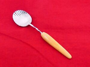 Beautiful Antique Sterling Silver Shell Bowl Condiment Spoon Hz 27