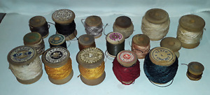 Vintage Lot 18 Wooden Spools Thread C1900 20s Clarks Crochet Silkateen More