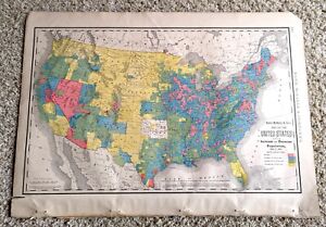 Vintage Original Antique United States Population Map Rand Mcnally 1880 90 Atlas