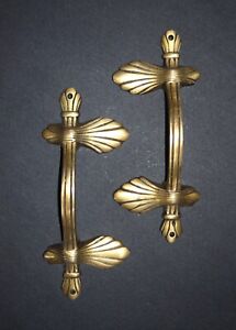 Brass Feather Shape Almirah Door Handles Leaf Design Gift Arch Window Pull Hk247