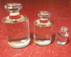 Vtg Laboratory Clear Glass Scale Weights Apothecary Scale 1 Kg 1 2 Kg 100g
