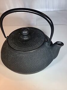 Iwachu Black Hobnail Cast Iron Teapot Includes Strainer With Porcelain Interior