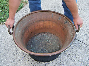 25 Huge Antique 1800s Primitive Hammered Copper Kettle Pot Cauldron 30 Lb